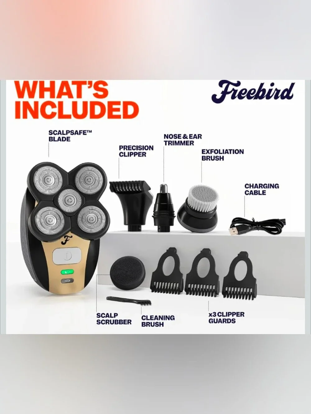 Freebird FlexSeries Electric Head & Body Hair Shaver - Mens Cordless